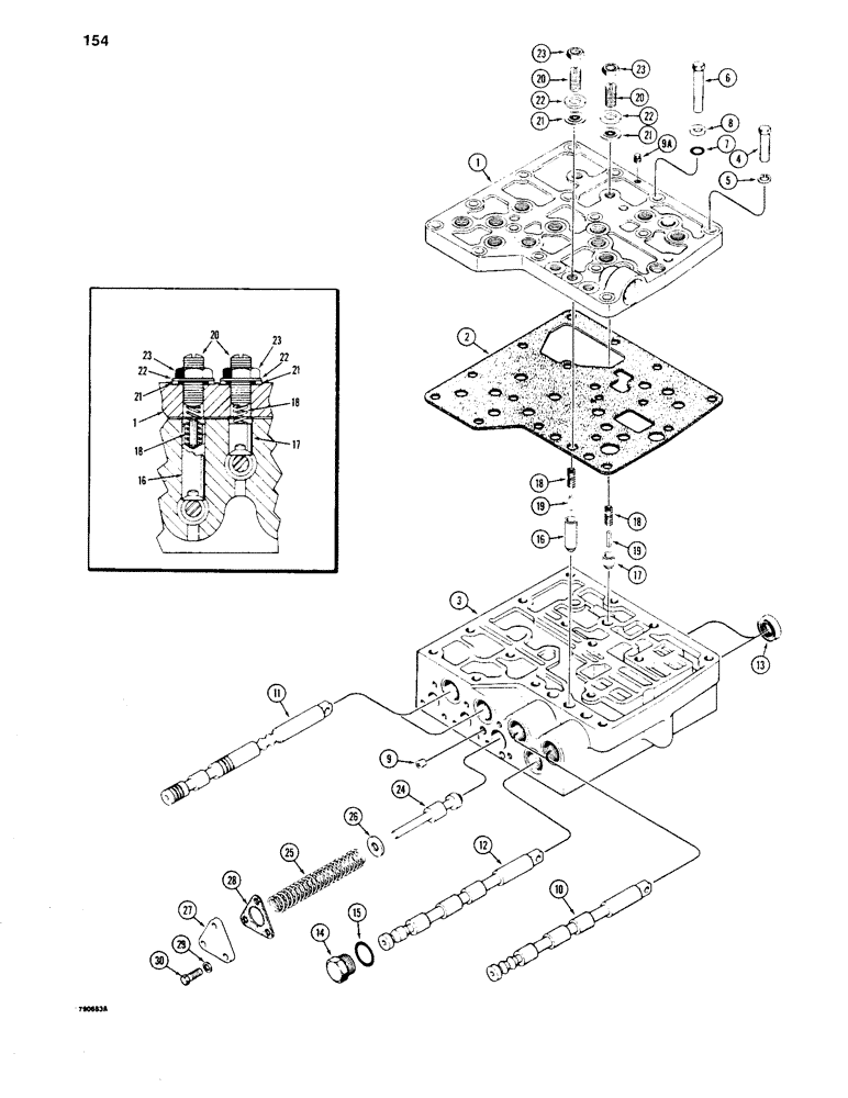 Схема запчастей Case 1450 - (154) - TRANSMISSION CONTROL VALVE, COVER AND BASE (06) - POWER TRAIN