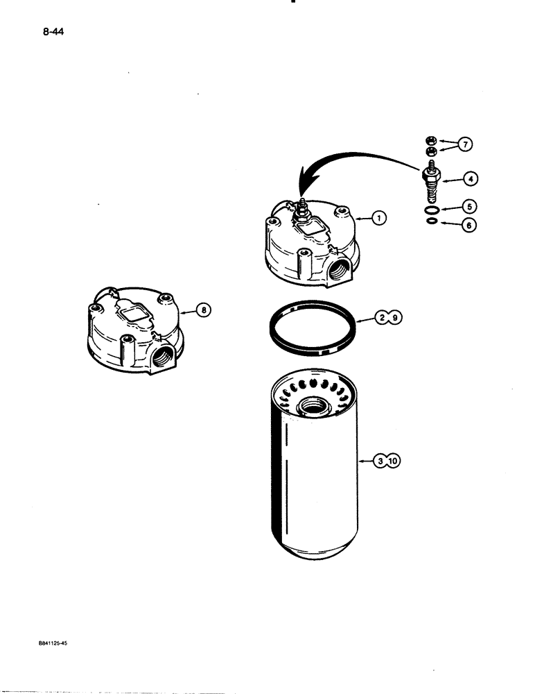 Схема запчастей Case W30 - (8-44) - HYDRAULIC OIL FILTERS (08) - HYDRAULICS