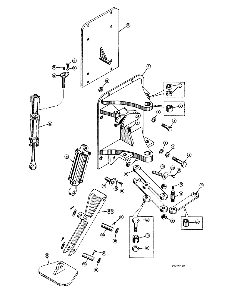 Схема запчастей Case 320 - (36) - MOUNTING PARTS, SWING LINKAGE, AND STABILIZERS (CRAWLER TRAC.) MOUNTING PARTS (00) - COMPLETE MACHINE