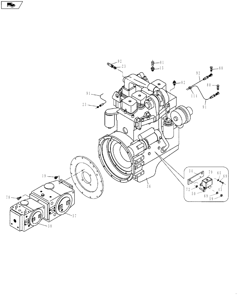 Схема запчастей Case SV210 - (02-001-00[02]) - ENGINE INSTALLATION (B) (GROUP 105) (ND132343) (02) - ENGINE