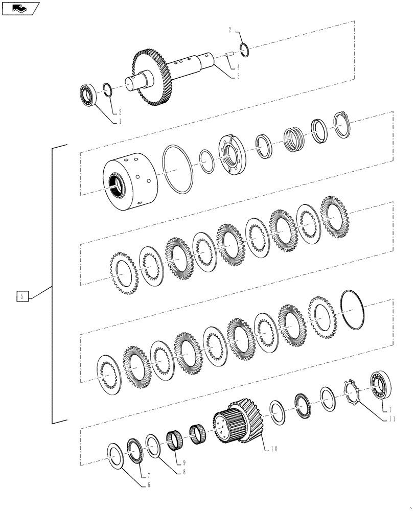 Схема запчастей Case 521F - (21.155.02) - SECOND CLUTCH AND DISC ASSEMBLY (21) - TRANSMISSION