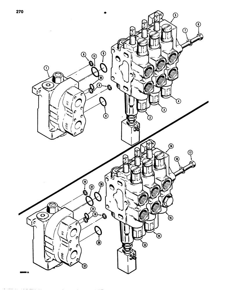 Схема запчастей Case 850B - (270) - R40889 THREE SPOOL CONTROL VALVE, LOADER WITH RIPPER OR CLAM BUCKET (07) - HYDRAULIC SYSTEM