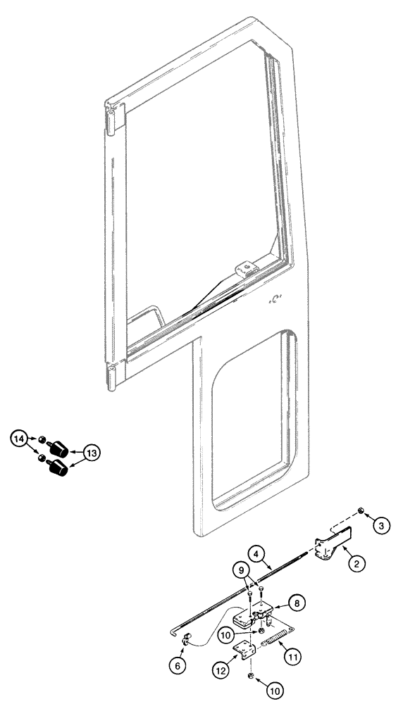 Схема запчастей Case 850E - (9-068) - CAB DOOR LATCHES (09) - CHASSIS/ATTACHMENTS