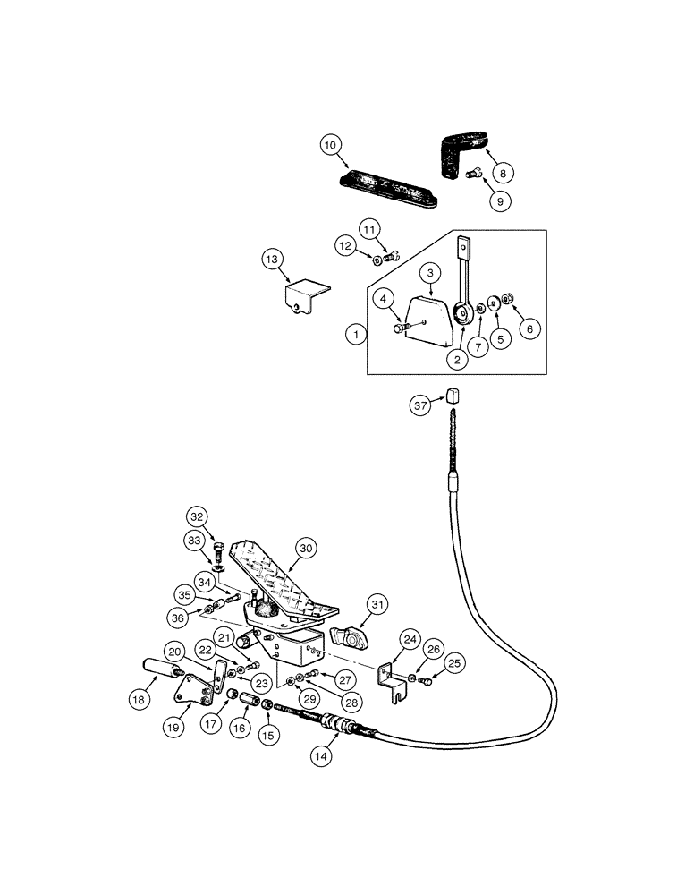 Схема запчастей Case 885 AWD - (03-02[01]) - THROTTLE AND LINKS (03) - FUEL SYSTEM