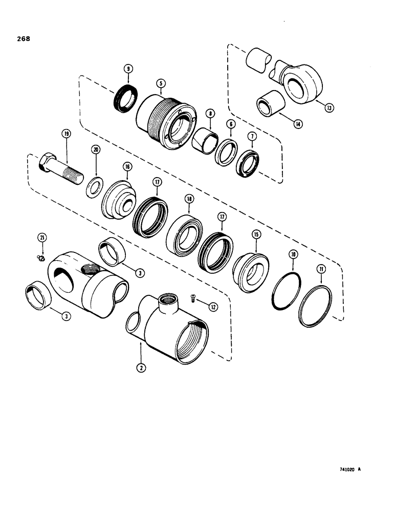 Схема запчастей Case 35 - (268) - G34680 SIDE SHIFT BACKHOE STABILIZER CYLINDER, WITH TWO PIECE PISTON 