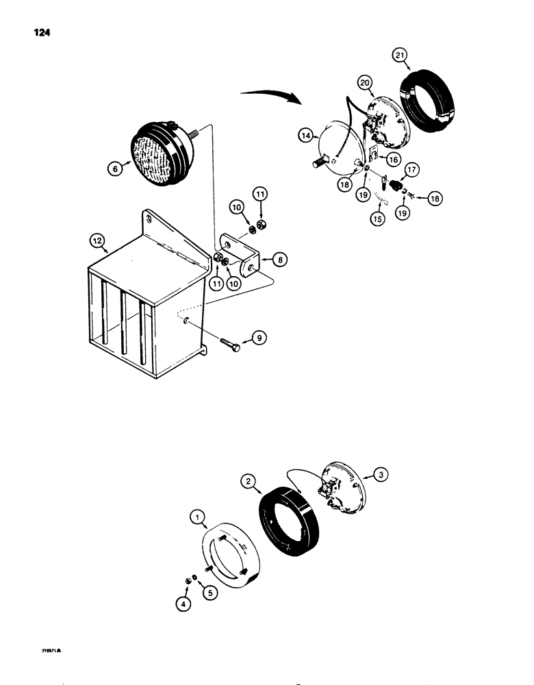 Схема запчастей Case 850B - (124) - LAMPS, HEAD LAMP ASSEMBLY (06) - ELECTRICAL SYSTEMS