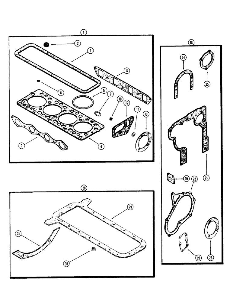 Схема запчастей Case 580 - (021A) - ENGINE GASKET KITS, (188) DIESEL ENGINE, USED ENG. SER. NOS. 2639536 TO 2656844 (10) - ENGINE