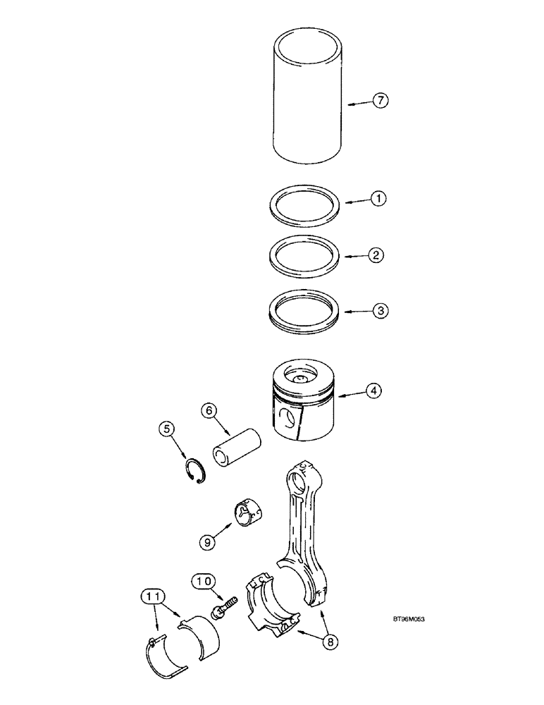 Схема запчастей Case 590SL - (2-46) - PISTONS AND CONNECTING RODS, 4T-390 EMISSIONS CERTIFIED ENGINE, PISTONS (02) - ENGINE