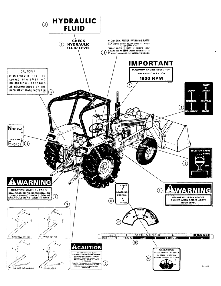 Схема запчастей Case 380CK - (206) - DECALS, EQUIPMENT INSTRUCTION (09) - CHASSIS/ATTACHMENTS