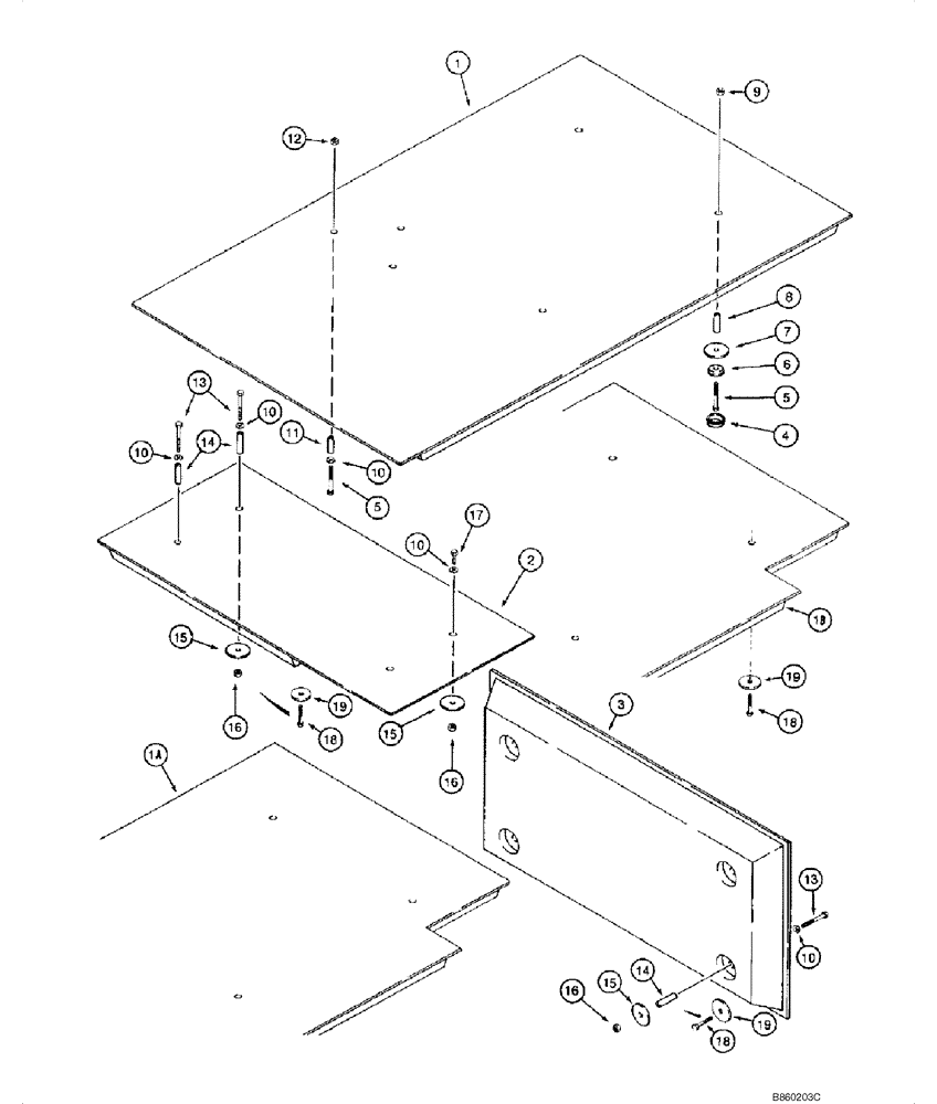 Схема запчастей Case 1845C - (09-38) - NOISE CONTROL - PADS AND PANELS (09) - CHASSIS/ATTACHMENTS