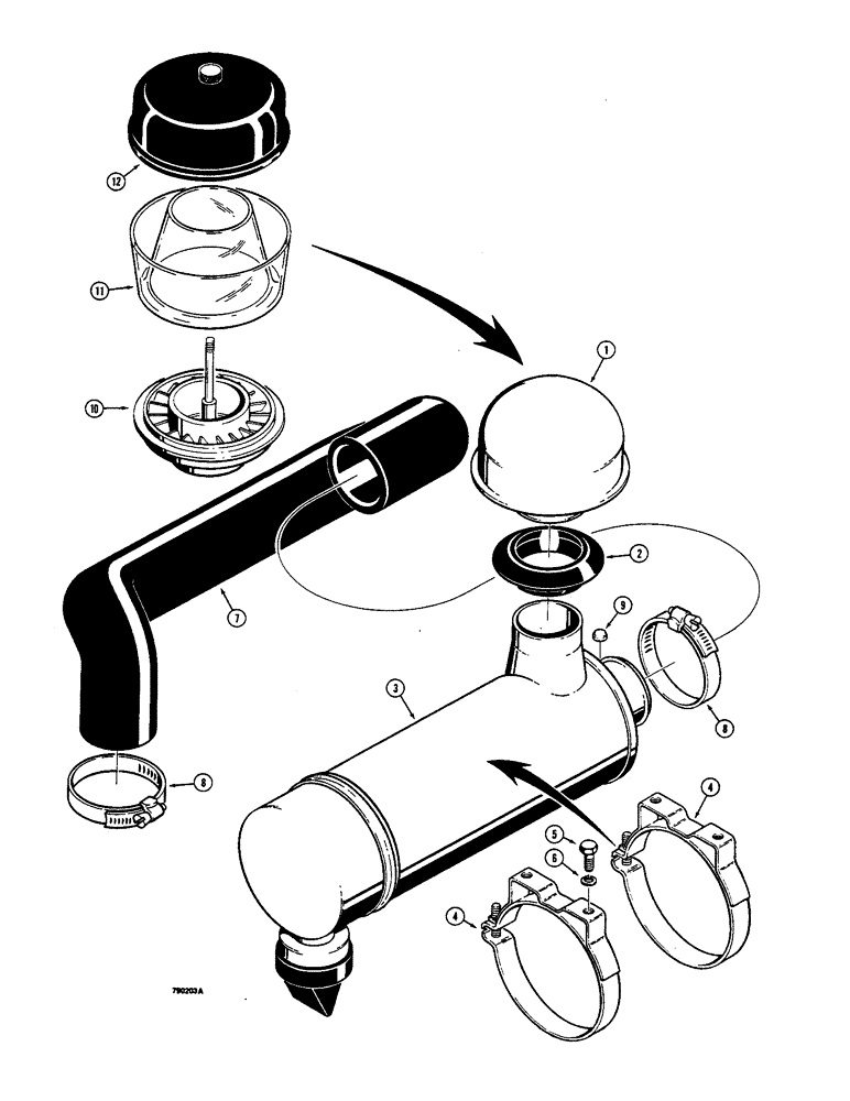 Схема запчастей Case 350B - (016) - AIR CLEANER AND CONNECTIONS (01) - ENGINE