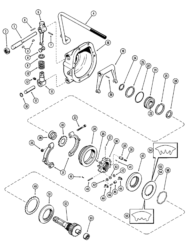 Схема запчастей Case 580B - (222) - P.T.O. CLUTCH AND LINKAGE, INDEPENDENT P.T.O. (06) - POWER TRAIN