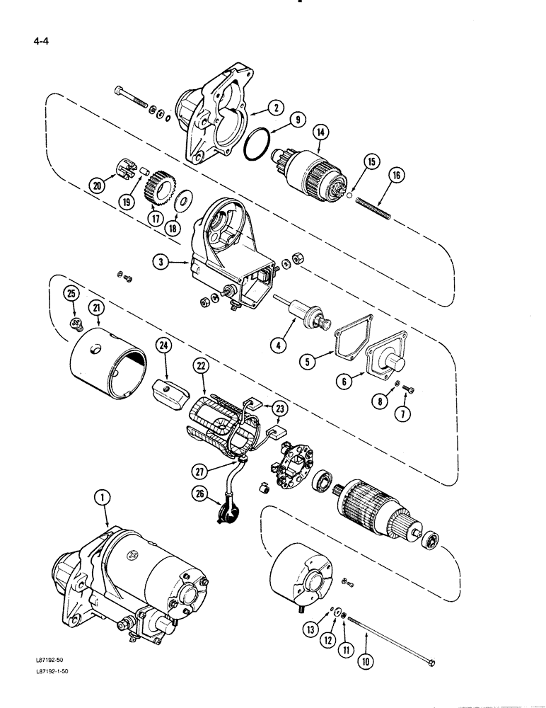 Схема запчастей Case 480E LL - (4-04) - STARTER (04) - ELECTRICAL SYSTEMS