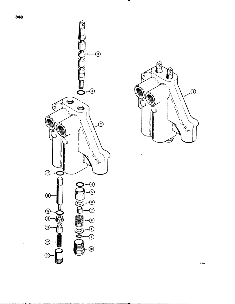 Схема запчастей Case 580C - (340) - STABILIZER CONTROL VALVE (08) - HYDRAULICS