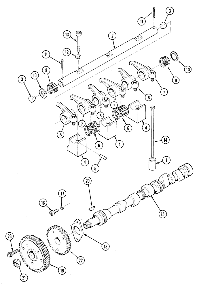 Схема запчастей Case 1835C - (2-26) - CAMSHAFT AND ROCKER ARM ASSEMBLY, TMD-20 DIESEL ENGINE (02) - ENGINE