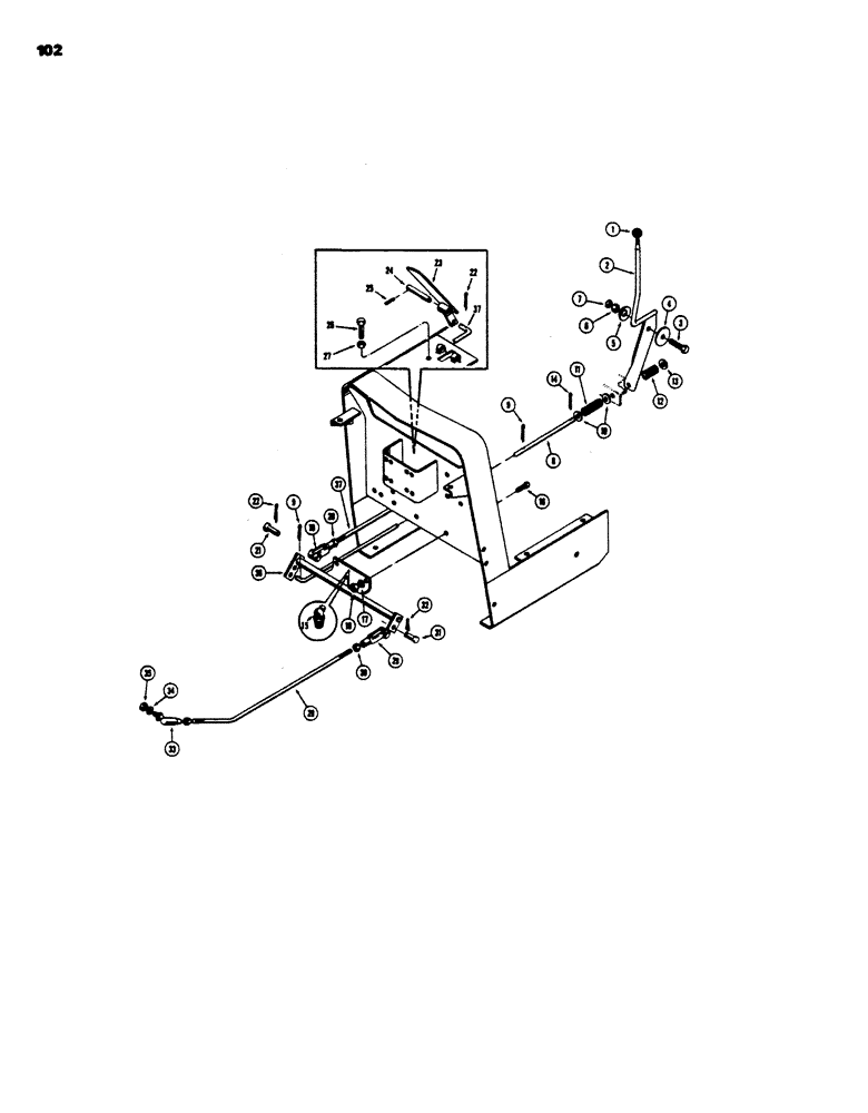 Схема запчастей Case 450 - (102) - THROTTLE CONTROL LINKAGE (01) - ENGINE