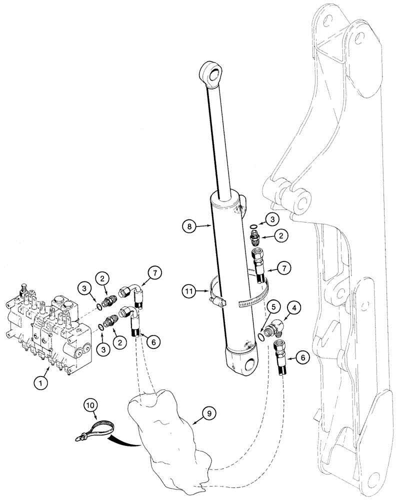 Схема запчастей Case 75XT - (08-46) - HYDRAULIC SYSTEM - BACKHOE DIPPER CYLINDER (NORTH AMERICA) (08) - HYDRAULICS