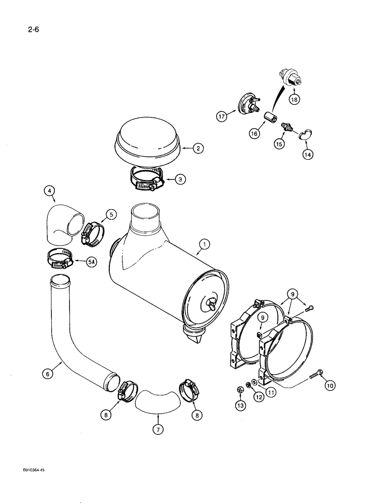 Схема запчастей Case 780D - (2-06) - AIR CLEANER AND AIR INTAKE PARTS (02) - ENGINE