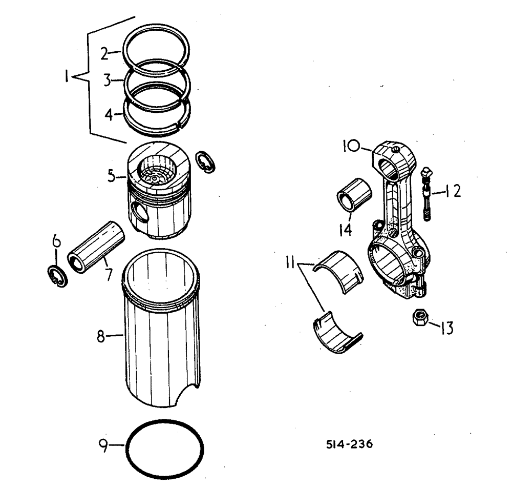 Схема запчастей Case 3400 - (107) - CONNECTING RODS, PISTONS AND CYLINDER SLEEVES (10) - ENGINE