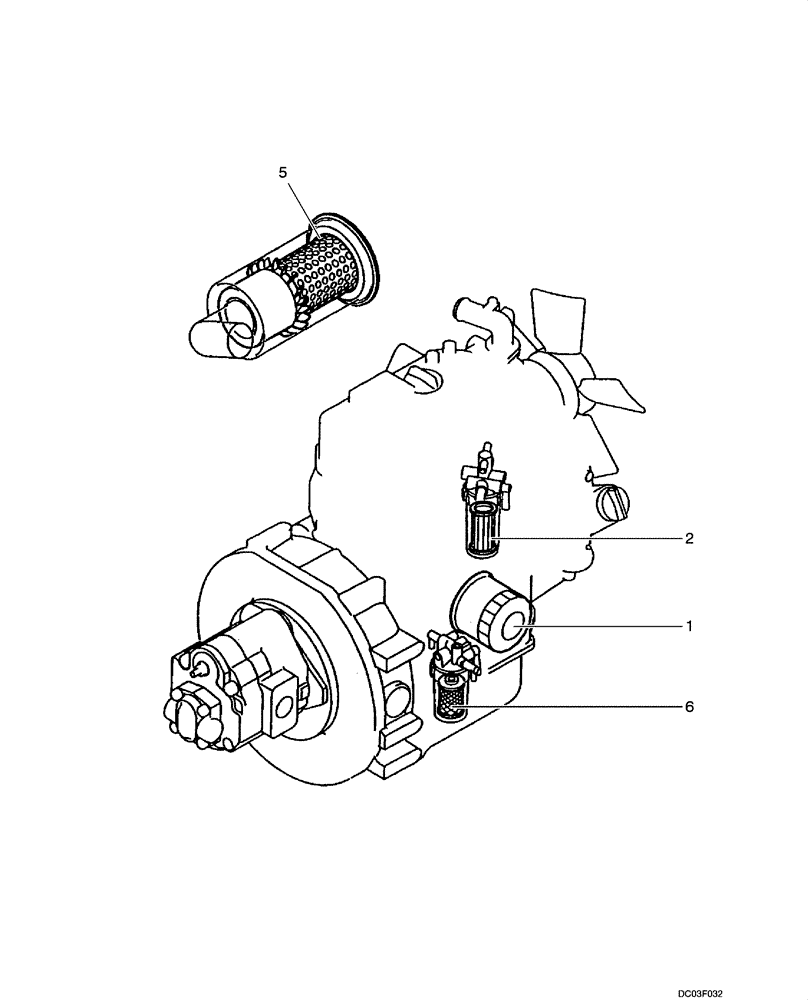 Схема запчастей Case CX14 - (02-17[00]) - ENGINE FILTERS (02) - ENGINE