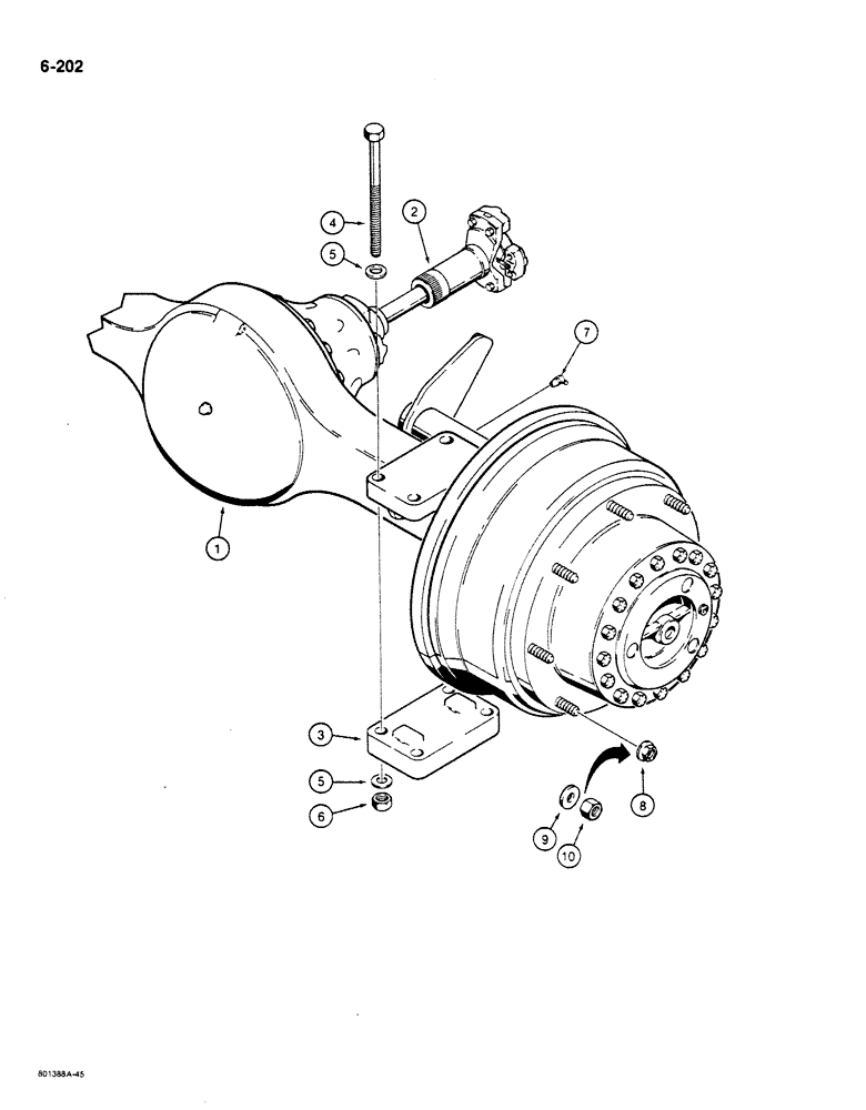 Схема запчастей Case 680K - (6-202) - REAR DRIVE AXLE MOUNTING PARTS (06) - POWER TRAIN