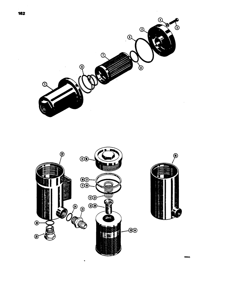 Схема запчастей Case 450 - (162) - TRANSMISSION OIL FILTERS, D35144 TRANSMISSION OIL FILTER (SUCTION LINE) (03) - TRANSMISSION