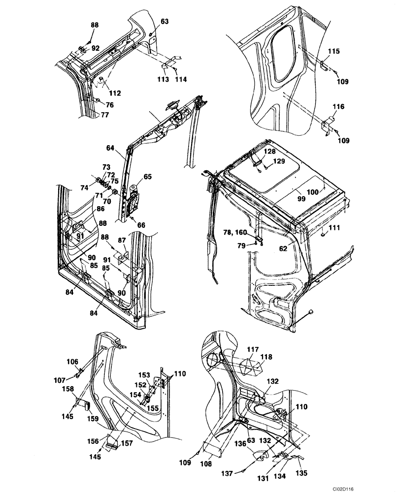 Схема запчастей Case CX75SR - (09-28) - CAB (09) - CHASSIS/ATTACHMENTS