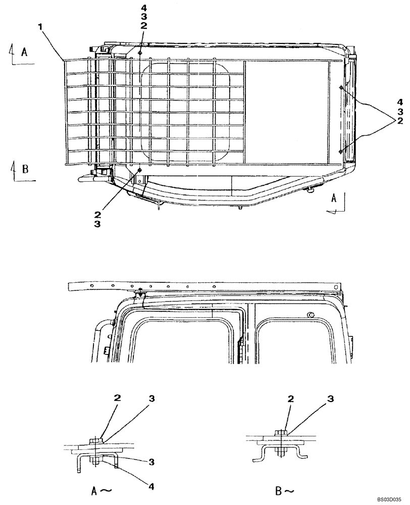 Схема запчастей Case CX225SR - (09-28) - CAB HEAD GUARDS (09) - CHASSIS