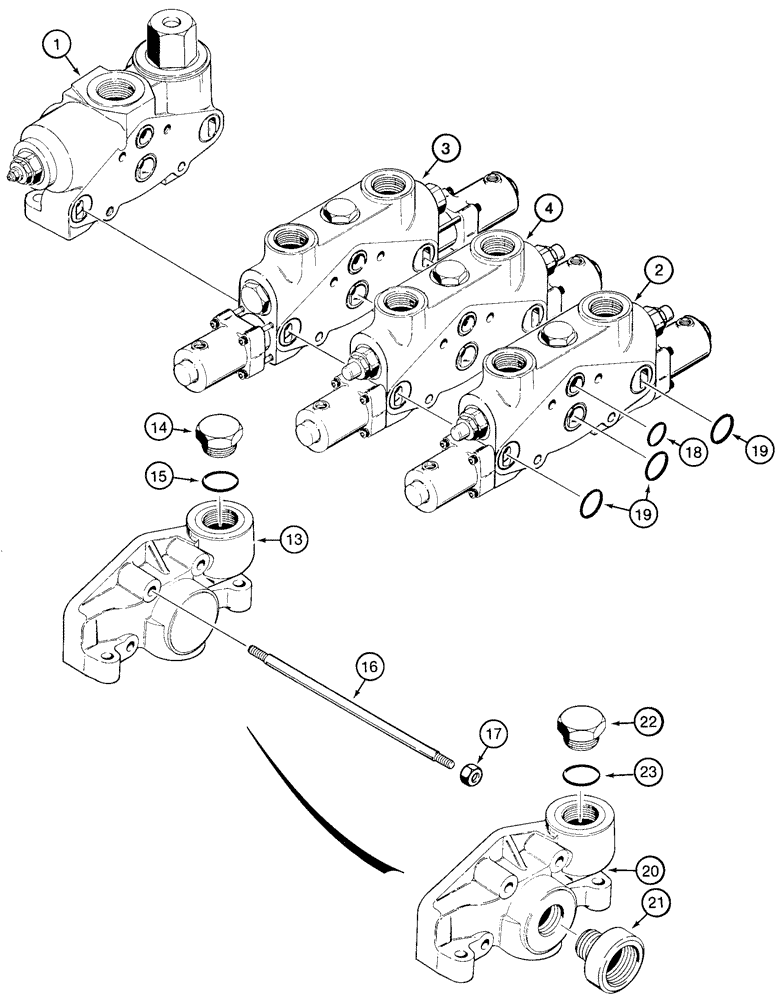 Схема запчастей Case 721C - (08-21) - VALVE ASSY - LOADER CONTROL, THREE SPOOL (XT) (08) - HYDRAULICS