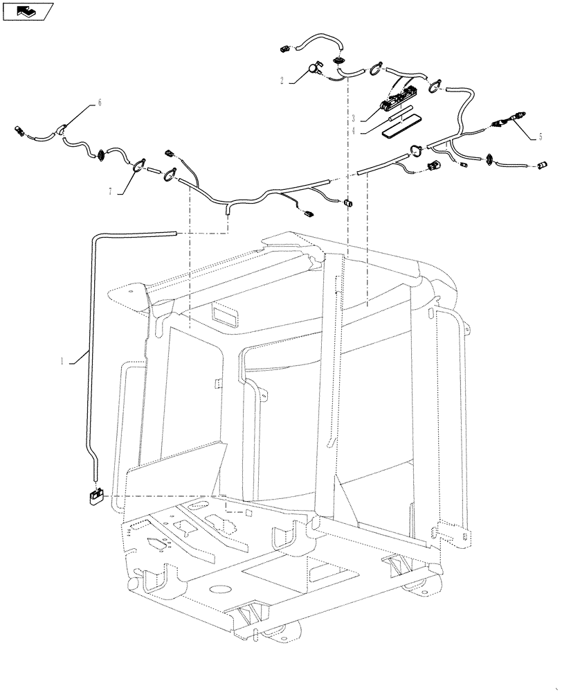 Схема запчастей Case 721F - (55.100.22) - HARNESS, CAB ROOF INSTALLATION (55) - ELECTRICAL SYSTEMS