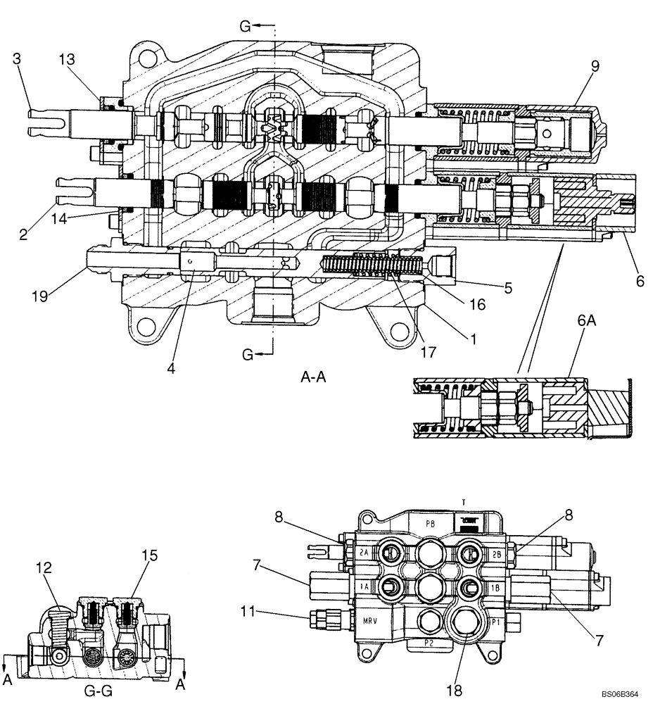 Схема запчастей Case 570MXT - (08-21C) - VALVE ASSY - LOADER CONTROL, TWO SPOOL (HUSCO - WITH BUILT-IN PRIORITY VALVE) (08) - HYDRAULICS