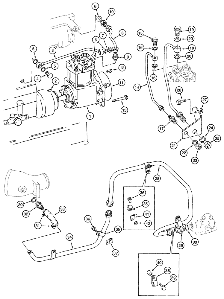 Схема запчастей Case 9050B - (2-58) - AIR COMPRESSOR SYSTEM, 6D22-T ENGINE (02) - ENGINE