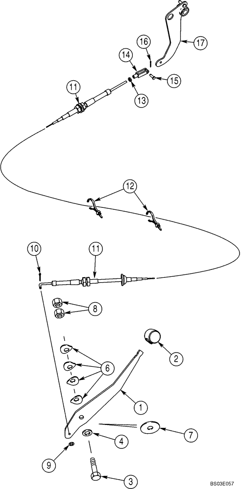 Схема запчастей Case 590SM - (03-02) - CONTROLS - THROTTLE, HAND (03) - FUEL SYSTEM