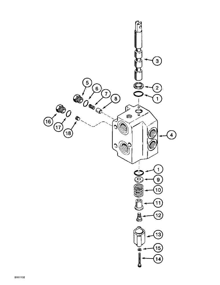 Схема запчастей Case 560 - (8-028) - ATTACHMENT CONTROL VALVE ASSEMBLY - H674409, OUTLET AND BLADE ANGLE SECTION (08) - HYDRAULICS