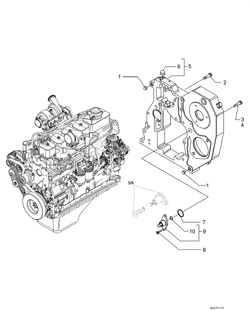 Схема запчастей Case 621D - (02-30) - GEAR COVER - REAR HOUSING (02) - ENGINE