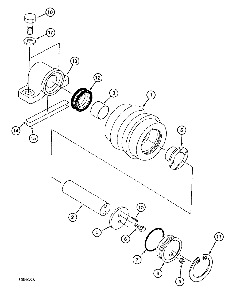 Схема запчастей Case 9020B - (5-010) - TRACK CARRIER ROLLER (11) - TRACKS/STEERING