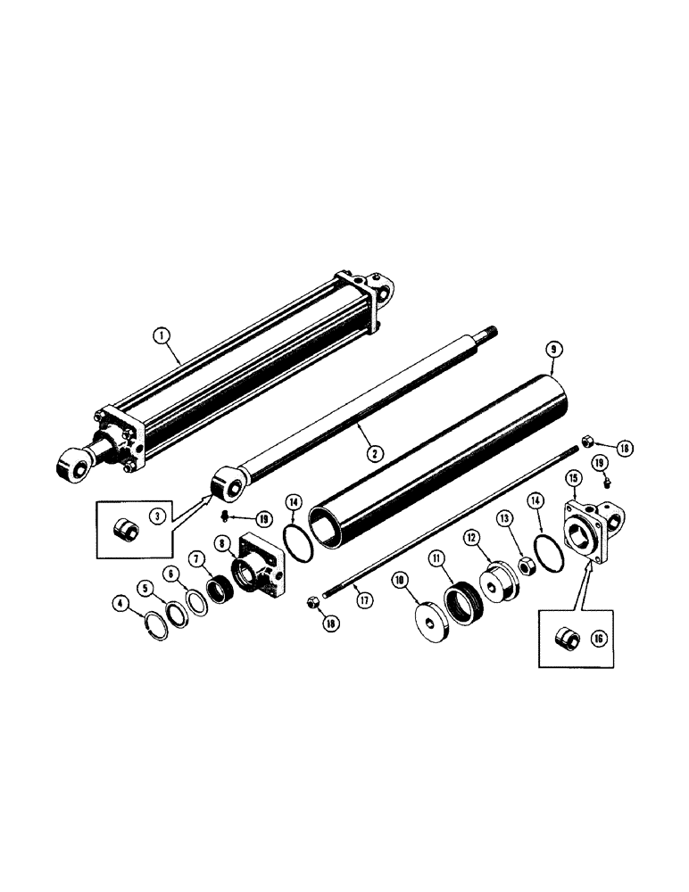 Схема запчастей Case 600 - (264[1]) - TERRALOADR HYDRAULIC LIFT CYLINDER, TUBE, PISTON ROD, PACKINGS, SEALS, END CAPS (07) - HYDRAULIC SYSTEM