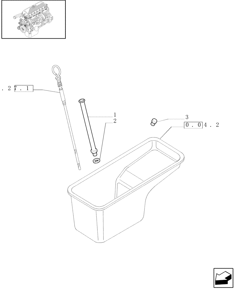 Схема запчастей Case F3AE0684G B001 - (0.27.0[01]) - OIL LEVEL CHECK (500387447) 