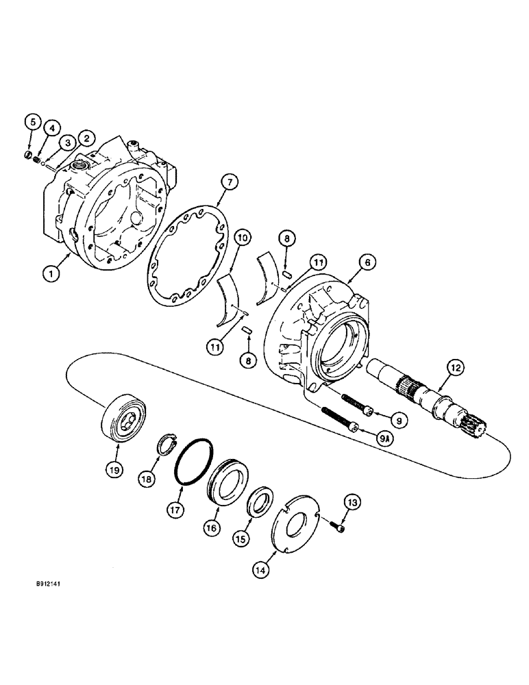 Схема запчастей Case 860 - (8-084) - TRENCHER DRIVE MOTOR ASSEMBLY - H674755 (08) - HYDRAULICS