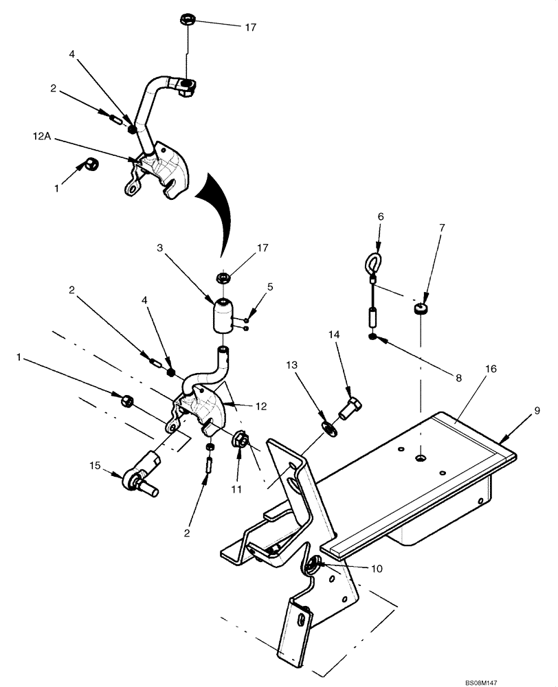 Схема запчастей Case 410 - (09-17) - LOADER & GROUND DRIVE CONTROL - RH (09) - CHASSIS