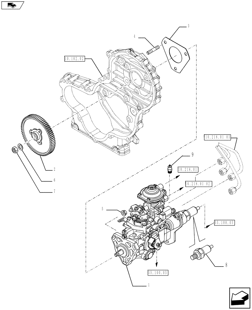 Схема запчастей Case F5CE5454G A001 - (10.240.01[01]) - INJECTION PUMP (504385876) (10) - ENGINE