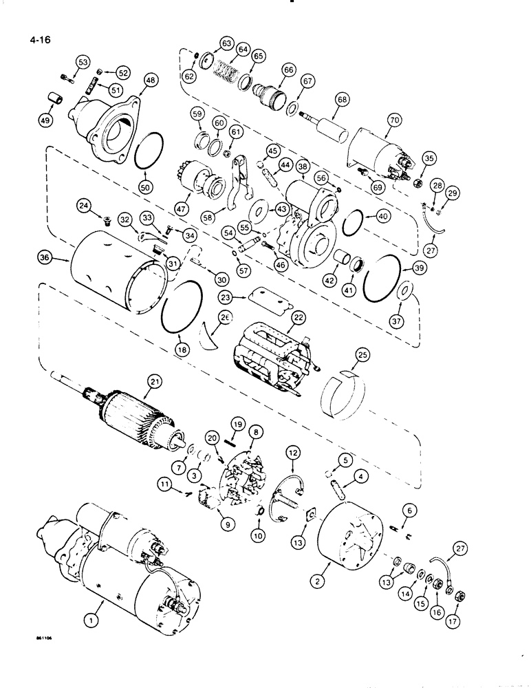 Схема запчастей Case W20C - (4-016) - STARTER (04) - ELECTRICAL SYSTEMS