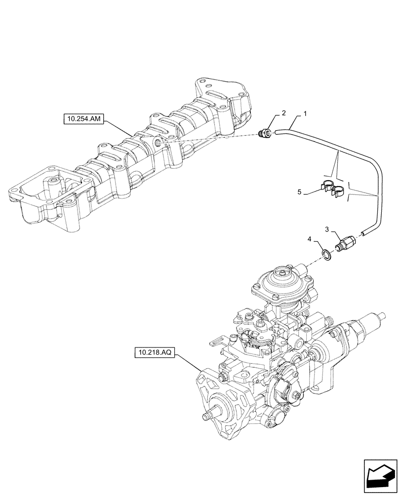 Схема запчастей Case F5CE5454B A005 - (10.218.AI[01]) - INJECTION EQUIPMENT - PIPING (10) - ENGINE