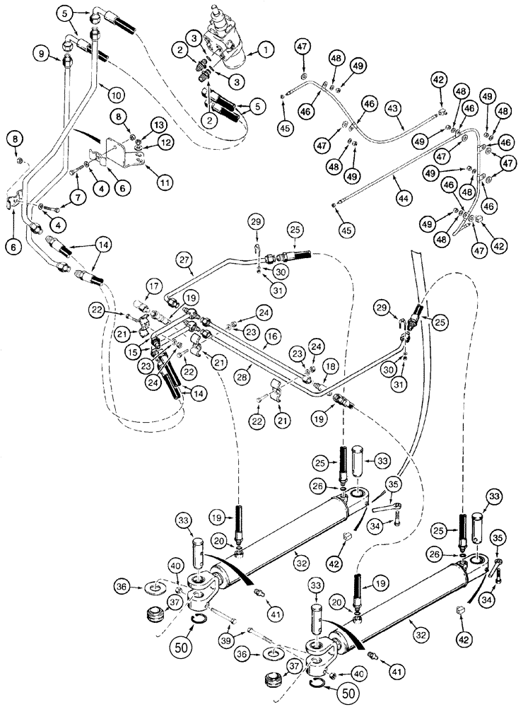 Схема запчастей Case 621C - (05-016) - HYDRAULICS STEERING, STEERING CONTROL VALVE TO CYLINDERS (05) - STEERING