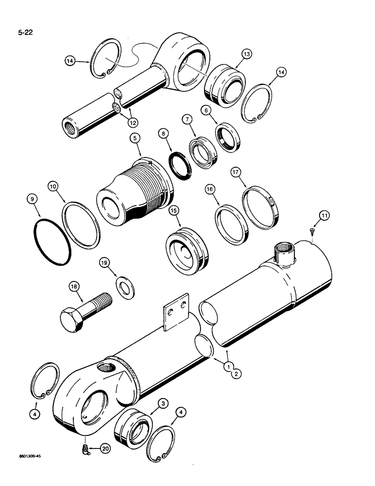 Схема запчастей Case W14B - (5-22) - STEERING CYLINDERS - G107460 AND G107461, IF USED (05) - STEERING