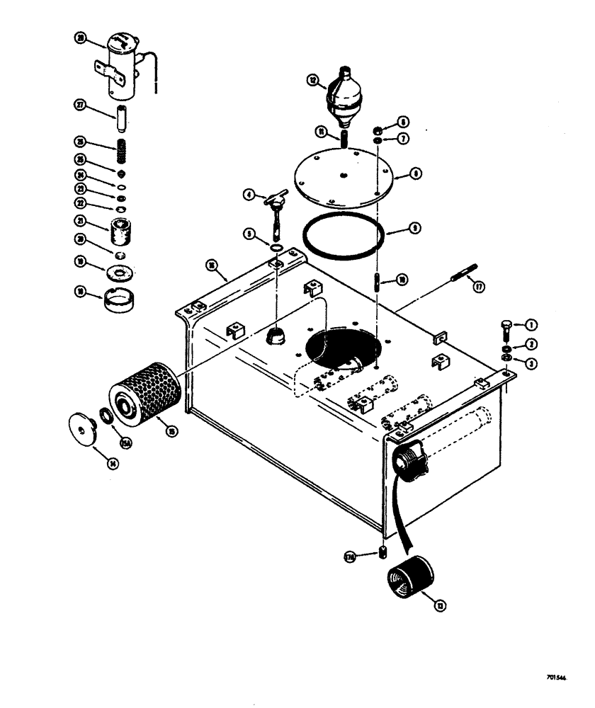 Схема запчастей Case W26B - (282) - HYDRAULICS TANK AND RELATED PARTS BEFORE TRACTORS SN. 9110100 (08) - HYDRAULICS