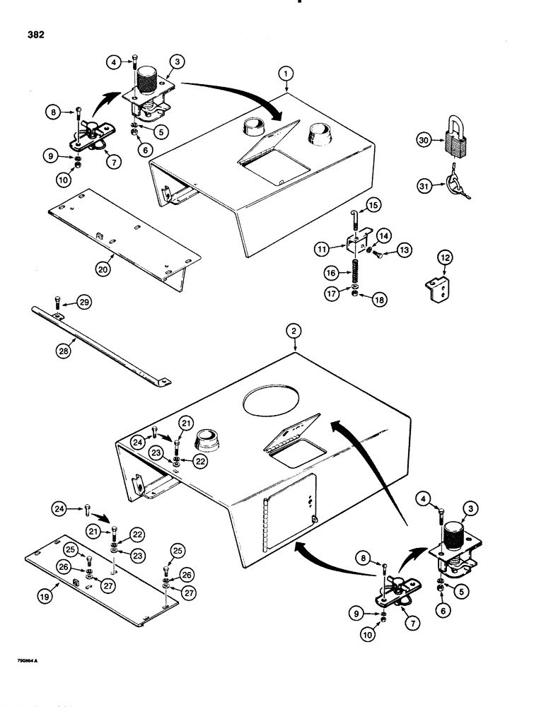 Схема запчастей Case 1150C - (382) - HOOD, DOZER AND DRAWBAR MODELS, LOADER MODELS (09) - CHASSIS/ATTACHMENTS