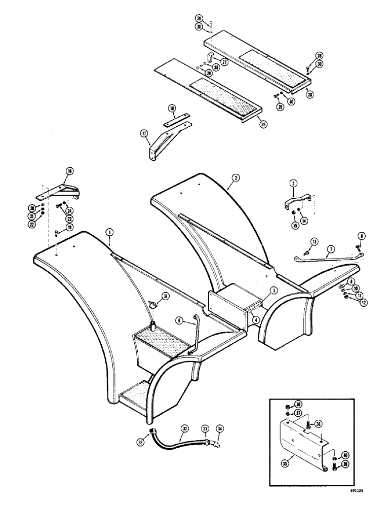 Схема запчастей Case W10C - (140) - FENDERS (08) - HYDRAULICS