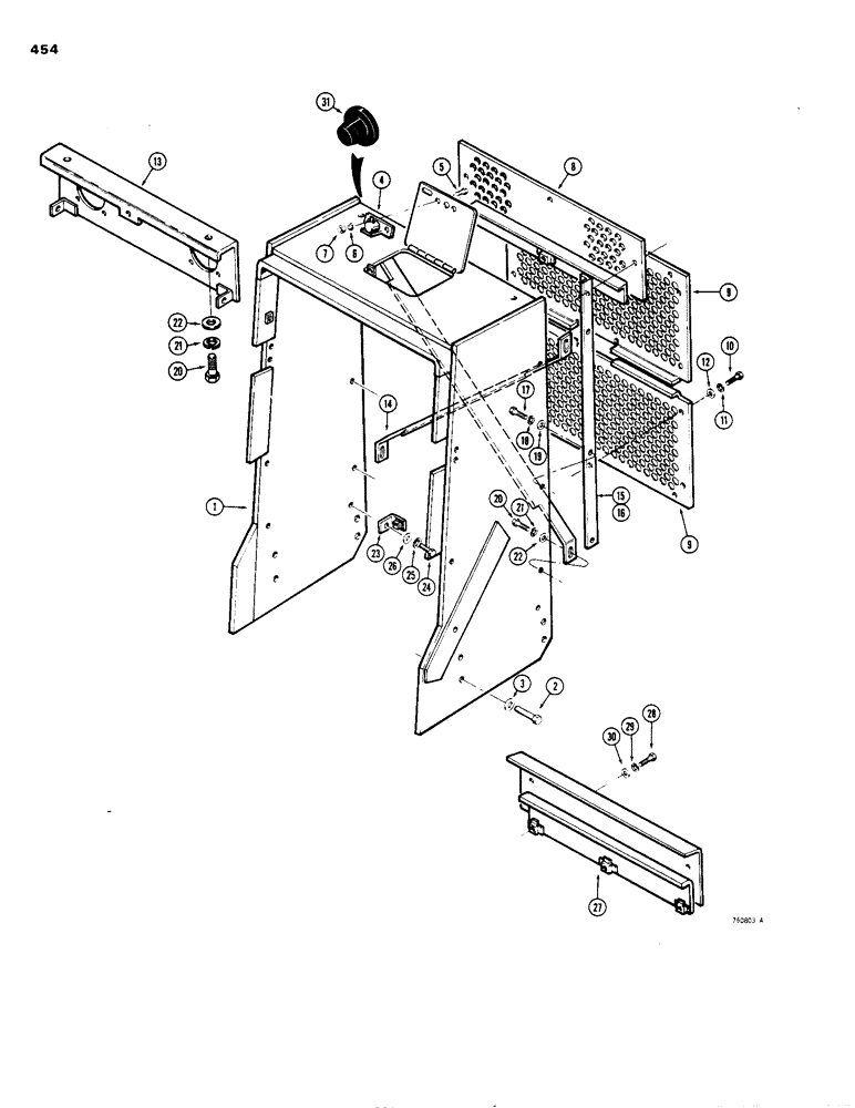 Схема запчастей Case 1150B - (454) - LOADER RADIATOR SHROUD AND GRILLE (05) - UPPERSTRUCTURE CHASSIS