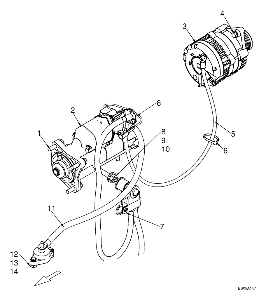 Схема запчастей Case 440CT - (04-01A) - STARTER AND ALTERNATOR (04) - ELECTRICAL SYSTEMS